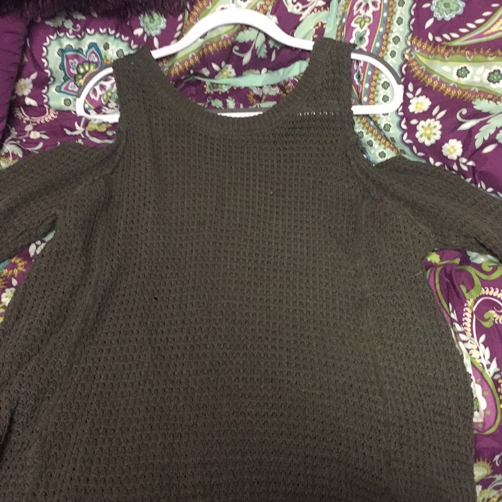 Hunter Green Cold Shoulder Sweater